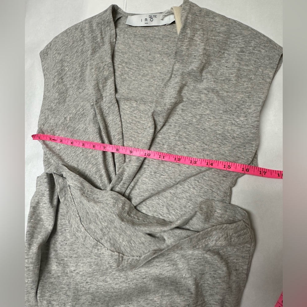 Iro Gray Solid Tizana Sleeveless V-Neck Mini Dress - image 8